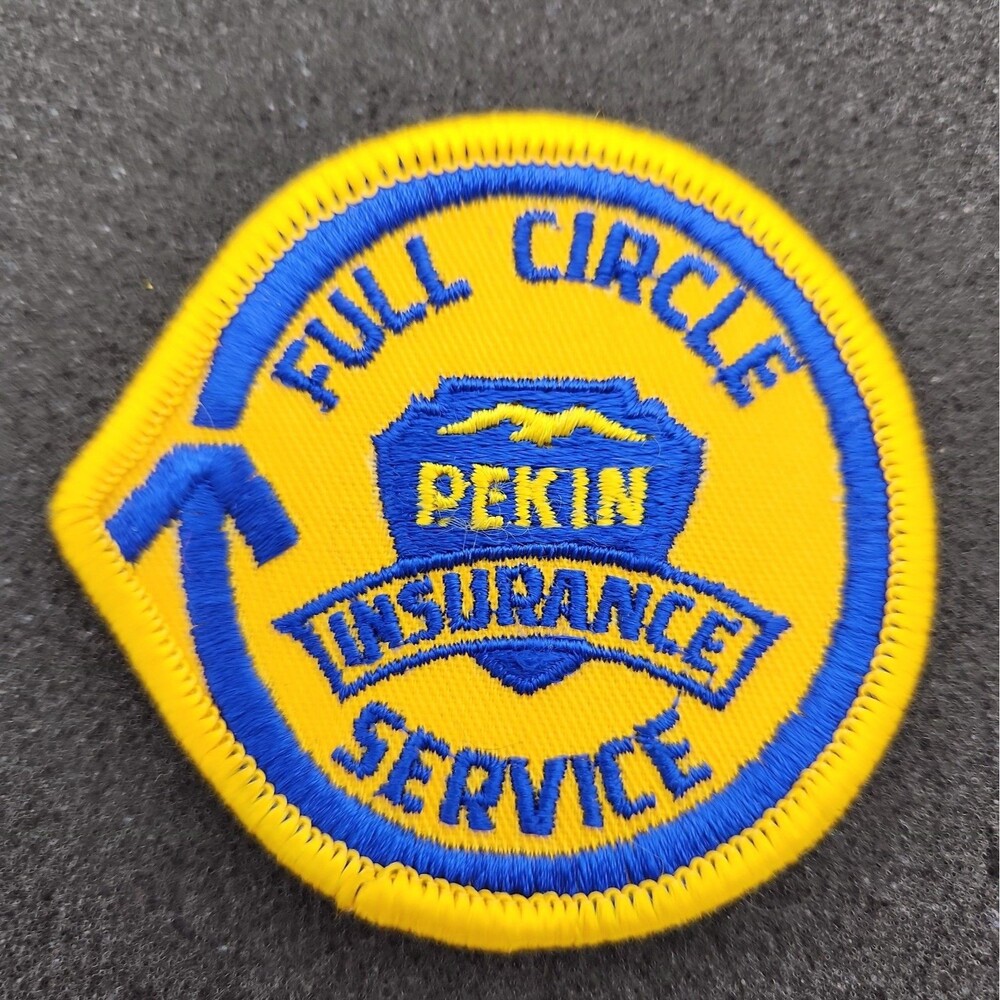 Patch Pekin Insurance Full Circle Service Embroidered Sew On Iron 1970's VTG NOS